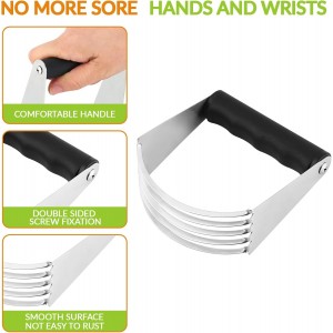 2er Pack Stainless Steel Pastry Blender Cutter and Bench Scraper Set, Efficient Multipurpose Kitchen Baking Tool with Ergonomic Grip Handle for Nut, Pie and Dough Processing (Cutter & Scraper)