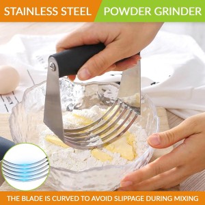 2er Pack Stainless Steel Pastry Blender Cutter and Bench Scraper Set, Efficient Multipurpose Kitchen Baking Tool with Ergonomic Grip Handle for Nut, Pie and Dough Processing (Cutter & Scraper)