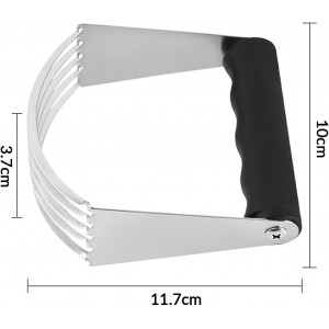 2er Pack Stainless Steel Pastry Blender Cutter and Bench Scraper Set, Efficient Multipurpose Kitchen Baking Tool with Ergonomic Grip Handle for Nut, Pie and Dough Processing (Cutter & Scraper)