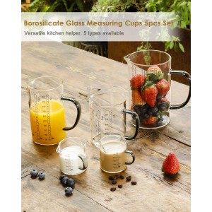 LIBWYS Glass Measuring Cup, 1000ml (32oz)+500ml (16oz) with Anti-slip Silicone Pad, Heat-resistant Borosilicate Glass Liquid Measuring Cup