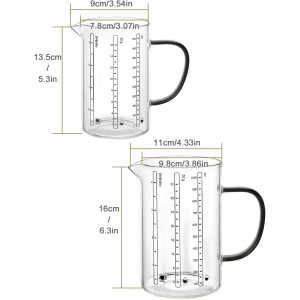 LIBWYS Glass Measuring Cup, 1000ml (32oz)+500ml (16oz) with Anti-slip Silicone Pad, Heat-resistant Borosilicate Glass Liquid Measuring Cup
