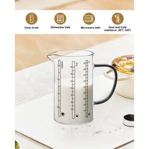 LIBWYS Glass Measuring Cup, 1000ml (32oz)+500ml (16oz) with Anti-slip Silicone Pad, Heat-resistant Borosilicate Glass Liquid Measuring Cup