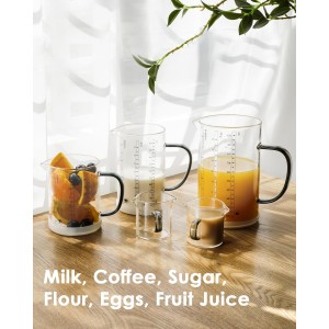 LIBWYS Glass Measuring Cup, 1000ml (32oz)+500ml (16oz) with Anti-slip Silicone Pad, Heat-resistant Borosilicate Glass Liquid Measuring Cup