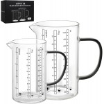 LIBWYS Glass Measuring Cup, 1000ml (32oz)+500ml (16oz) with Anti-slip Silicone Pad, Heat-resistant Borosilicate Glass Liquid Measuring Cup