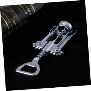 Plated Silver Wine Bottle Opener Manual Corkscrew Convenient Design Easy to Use Wine Opener for Home and Plating Construction