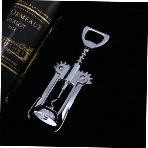 Plated Silver Wine Bottle Opener Manual Corkscrew Convenient Design Easy to Use Wine Opener for Home and Plating Construction