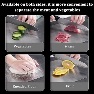 304 Stainless Steel Cutting Board, non toxic cutting boards for kitchen, Dishwasher Safe and Hygienic Heavy Duty Chopping Board for Meat Vegetable Fruit(15"x 11",13"x 9",10"x 6")