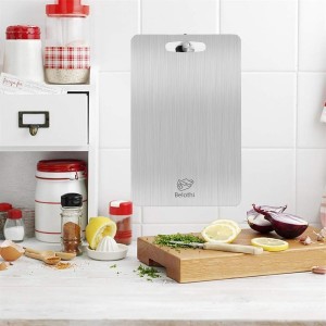 304 Stainless Steel Cutting Board, non toxic cutting boards for kitchen, Dishwasher Safe and Hygienic Heavy Duty Chopping Board for Meat Vegetable Fruit(15"x 11",13"x 9",10"x 6")