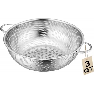 Stainless Steel Colander, 3-Quart Micro-...