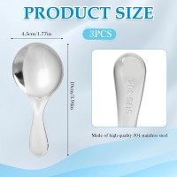 304 Stainless Spoons for Canisters, 3 PCS Short Handle Spoons, Silver Mini Scoops, Thickened Small Round Spoon, Small Coffee Scoops Candy Scoops for Salt Sugar Condiments Tea Desserts Coffee