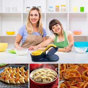 3 In 1 Dumpling Maker Press Kitchen Empanada Maker Press Baozi Bun Mold Manual Pastry Dumpling Wrapper Machine for Chinese Food, Empanada, Ravioli, Pierogi, Hand Pie (Light Blue)