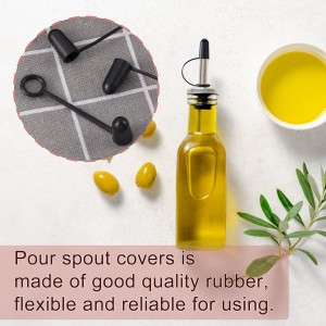 30 PCS Pourers Dust Caps, Rubber Liquor Pour Caps, Black Spout Pourers Covers with Loop, Dustproof Liquor Bottles Spouts Caps