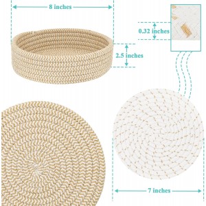 Trivets for Hot Dishes, Pots and Pans, Hot Pads with Storage Basket, Pot Holders for Kitchen, Heat Resistant Mat Protect Counter Home Essentials, Farmhouse Decor (Mix Brown 5 PCS)