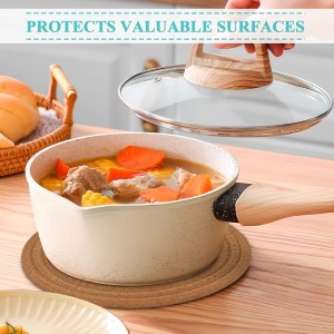 Trivets for Hot Dishes, Pots and Pans, Hot Pads with Storage Basket, Pot Holders for Kitchen, Heat Resistant Mat Protect Counter Home Essentials, Farmhouse Decor (Mix Brown 5 PCS)