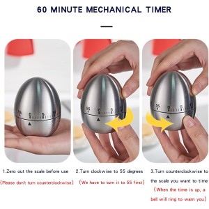 60 Minute Egg Timer, Kitchen Timers for Cooking, Wind Up Timer 0-60 Minutes, Timers for Classroom, Visual Timer for Kids, Mechanical Egg Shape Timer for Saunas and Hard Boiled Eggs (Egg Shape)