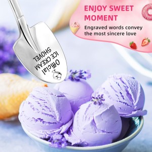Ice Cream Lovers Engraved Spoon Birthday Easter Gifts for Women Friends Sister Brother Daughter Son, Valentines Gifts for Couple Husband Wife -Official Ice Cream Shovel Scoop