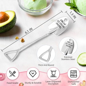 Ice Cream Lovers Engraved Spoon Birthday Easter Gifts for Women Friends Sister Brother Daughter Son, Valentines Gifts for Couple Husband Wife -Official Ice Cream Shovel Scoop