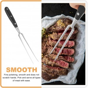 PRETYZOOM Stainless Steel Carving Fork 11.81 Inch Ergonomic Handle Meat Fork for Serving Steak Bbq Picnic Home Restaurant Kitchen Tool