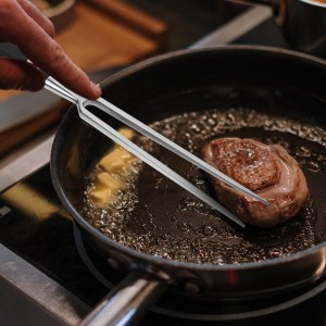 PRETYZOOM Stainless Steel Carving Fork 11.81 Inch Ergonomic Handle Meat Fork for Serving Steak Bbq Picnic Home Restaurant Kitchen Tool