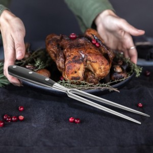 PRETYZOOM Stainless Steel Carving Fork 11.81 Inch Ergonomic Handle Meat Fork for Serving Steak Bbq Picnic Home Restaurant Kitchen Tool