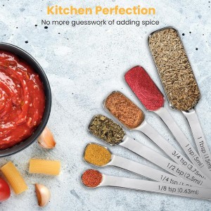 Stainless Steel Measuring Spoons Set of 11, Includes 6 Rectangular Measuring Spoons and 5 Tiny Spoons, Compact Spoons Design for Narrow Spice Jars, Ideal for Dry and Liquid Ingredients