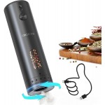 CIRCLE JOY Electric Pepper Grinder Rechargeable, Automatic Pepper Mill with 110ml Container, External Adjustable Coarseness, White Led Light and One-Handed Operation, Black