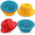 Webake 4 Inch Silicone Mini Fluted Cake Pan Set of 6, Nonstick BPA Free Fluted Tube Cake Pans for Baking, Muffins, Cupcakes