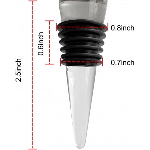 100% Glass Wine Stopper 1Pcs, Elegant Wine Stopper with Gold Foil for Kitchen Wine storage, Decorative Crystal Round Wine and Beverage Bottle Stopper, Made of Premium Glass and Silicone, Clear