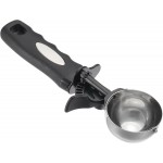 PATIKIL 4 Ounce Ice Cream Scoop with Trigger, Stainless Steel Portion Cookie Scoop with Thumb Trigger for Cookie Dough Cupcake Batter Baking, Silver Black