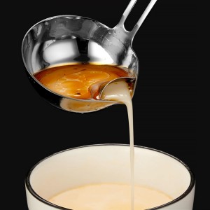 316 Stainless Steel Fat Separator Ladle with Z-Hook, Gravy Separator & Skimmer Spoon for Cooking, Hanging Soup Ladle for Kitchen, Oil Strainer and Grease Skimmer