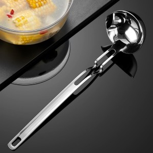 316 Stainless Steel Fat Separator Ladle with Z-Hook, Gravy Separator & Skimmer Spoon for Cooking, Hanging Soup Ladle for Kitchen, Oil Strainer and Grease Skimmer