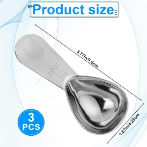 3pcs Stainless Steel Coffee Scoop Tablespoon Metal Measuring Spoon Stainless Steel Coffee Spoons Short Handles for Ground Coffee, Bean, Espresso, Powder, for Canister (sliver, 15ml)