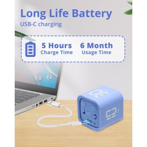 Productivity Timer Flip Gravity Sensor Cube Timer Countdown & Countup,Mute & Vibrate & Sound，5/10/30/60min & Custom Timing, Perfect for ADHD,Work,Learning,Kitchen Cooking (2 Blue)