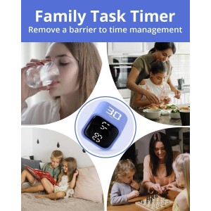 Productivity Timer Flip Gravity Sensor Cube Timer Countdown & Countup,Mute & Vibrate & Sound，5/10/30/60min & Custom Timing, Perfect for ADHD,Work,Learning,Kitchen Cooking (2 Blue)