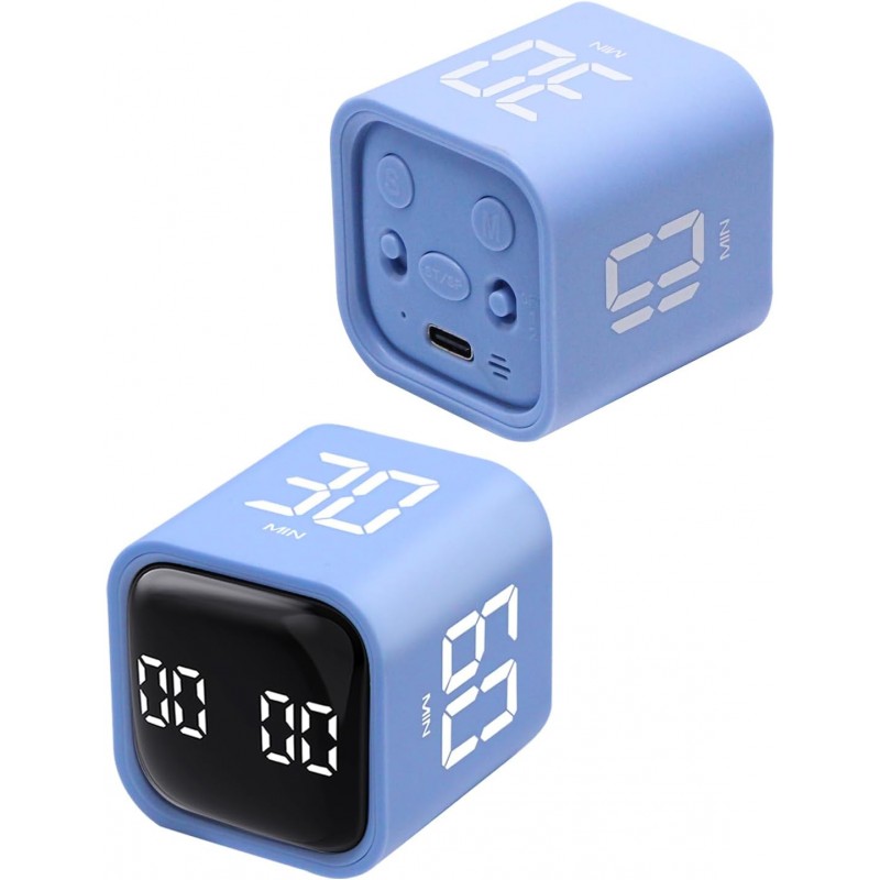 Productivity Timer Flip Gravity Sensor Cube Timer Countdown & Countup,Mute & Vibrate & Sound，5/10/30/60min & Custom Timing, Perfect for ADHD,Work,Learning,Kitchen Cooking (2 Blue)