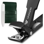 Toenail Clippers for Seniors Thick Toenails, Angled Head Large Toe Nail Clippers for Men with Wide Jaw Opening, Sharp Heavy Duty Fingernail Clipper with Catcher Nail Cutter Long Handle Black