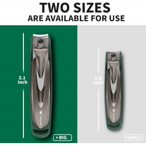 Nail Clippers for Men with Catcher, 2-Pack Large & Small Anti-Splash Nail Clippers for Fingernails & Toenails, Sharp Stainless Steel Heavy-Duty Self-Collecting Nail Cutter for Men Women