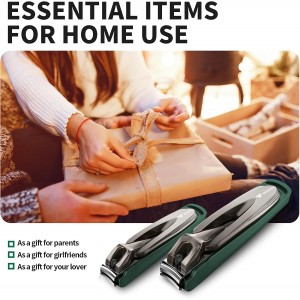 Nail Clippers for Men with Catcher, 2-Pack Large & Small Anti-Splash Nail Clippers for Fingernails & Toenails, Sharp Stainless Steel Heavy-Duty Self-Collecting Nail Cutter for Men Women