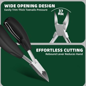 Toenail Clippers for Seniors Thick Toenails, Large Toe Nail Clippers for Men Thick Nails with 37mm Wide Opening, Heavy Duty Ingrown Toenail Clippers with Long Handle Sharp Slanted Nail Cutter