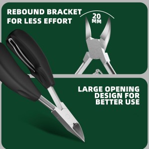Toenail Clippers for Thick Toenails for Seniors, Heavy Duty Wide Jaw Large Toe Nail Clippers for Thick Nails for Men, Angled Head & 45° Sharp Slanted Ingrown Toenail Clippers Set Black