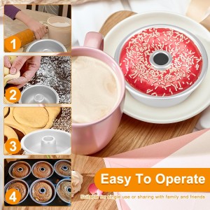 6Pcs Pound Cake Pan, Stackable Pound Cake Mould, Reusable Chiffon Cake Pan, Nonstick Tube Cake Pan, Anodized Surface Angel Food Cake Pan Uniform Heat Tube Pans for Oven Baking Cakes