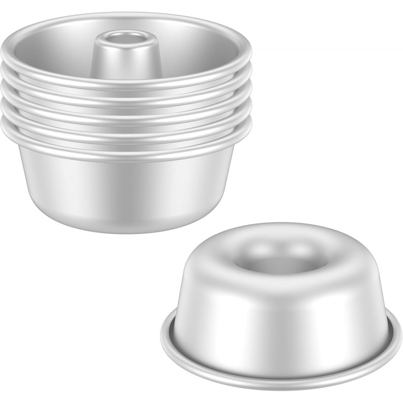 6Pcs Pound Cake Pan, Stackable Pound Cake Mould, Reusable Chiffon Cake Pan, Nonstick Tube Cake Pan, Anodized Surface Angel Food Cake Pan Uniform Heat Tube Pans for Oven Baking Cakes