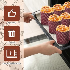 24 Pcs Easter Bread Mold, Corrugated Paper Baking Molds, Round Paper Form for Cakes Panettone Pan Kitchen Muffin Cupcake Kulich Paska, Brown (12 oz)