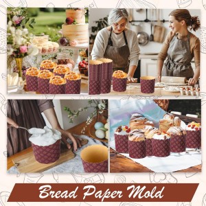 24 Pcs Easter Bread Mold, Corrugated Paper Baking Molds, Round Paper Form for Cakes Panettone Pan Kitchen Muffin Cupcake Kulich Paska, Brown (12 oz)