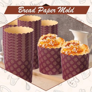 24 Pcs Easter Bread Mold, Corrugated Paper Baking Molds, Round Paper Form for Cakes Panettone Pan Kitchen Muffin Cupcake Kulich Paska, Brown (12 oz)