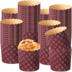 24 Pcs Easter Bread Mold, Corrugated Paper Baking Molds, Round Paper Form for Cakes Panettone Pan Kitchen Muffin Cupcake Kulich Paska, Brown (12 oz)