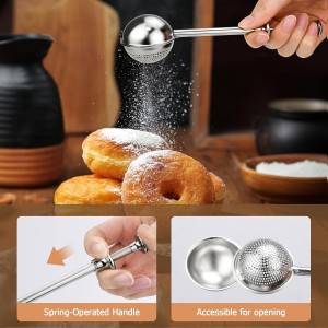 Flour Sifter, Sifter for Baking with Flour and Powdered Sugar Shaker Duster Set, 3 Cup 3 in 1 Stainless Steel Double Layer Fine Mesh Sifter for Cakes, Pastries, Pies, Cupcakes and Desserts