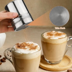 Flour Sifter, Sifter for Baking with Flour and Powdered Sugar Shaker Duster Set, 3 Cup 3 in 1 Stainless Steel Double Layer Fine Mesh Sifter for Cakes, Pastries, Pies, Cupcakes and Desserts