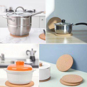 4 Pcs Cork Trivets for Hot Dishes,Placemats Hot Pads for Kitchen Table & Countertop,Heat Resistant Multifunctional Cork Board (6.3inch)