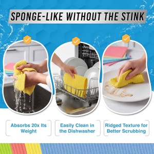 ACTIVE Swedish Dish Cloths for Kitchen 12 Pack Cellulose Sponge Cloth, Washable Dishcloths for Washing Dishes, Original European Dish Towels, Absorbent Reusable Paper Towels - Multicolor Assorted